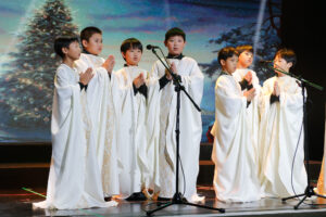 Students at Qingdao Amerasia International School, an international school for expatriate families, perform at the Winter Concert.