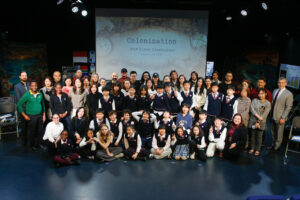 Grade 5 students with their parents after their Unit Celebrations about Colonization